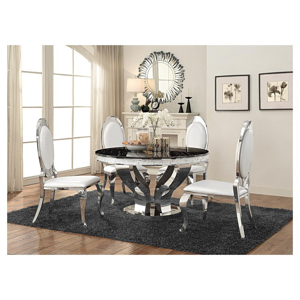 Anchorage Round Dining Table Chrome and Black 107891