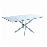 Carmelo X-shaped Dining Table Chrome and Clear 107931