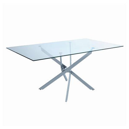 Carmelo X-shaped Dining Table Chrome and Clear 107931