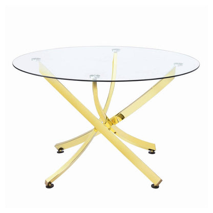 Beckham Round Dining Table Brass and Clear 108441