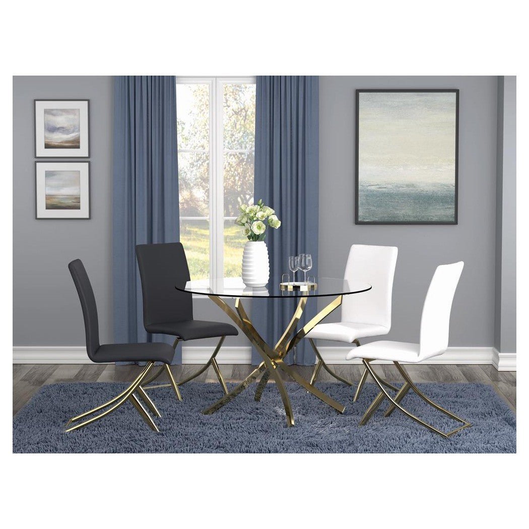 Beckham Round Dining Table Brass and Clear 108441