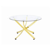 Beckham Round Dining Table Brass and Clear 108441