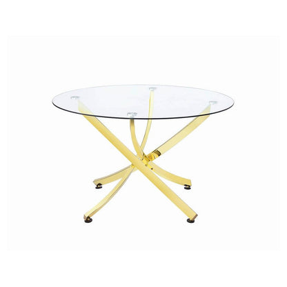 Beckham Round Dining Table Brass and Clear 108441