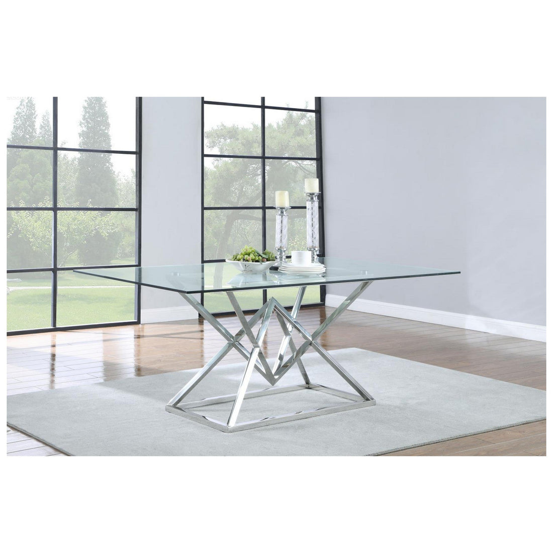 Beaufort Rectangle Glass Top Dining Table Chrome 109451