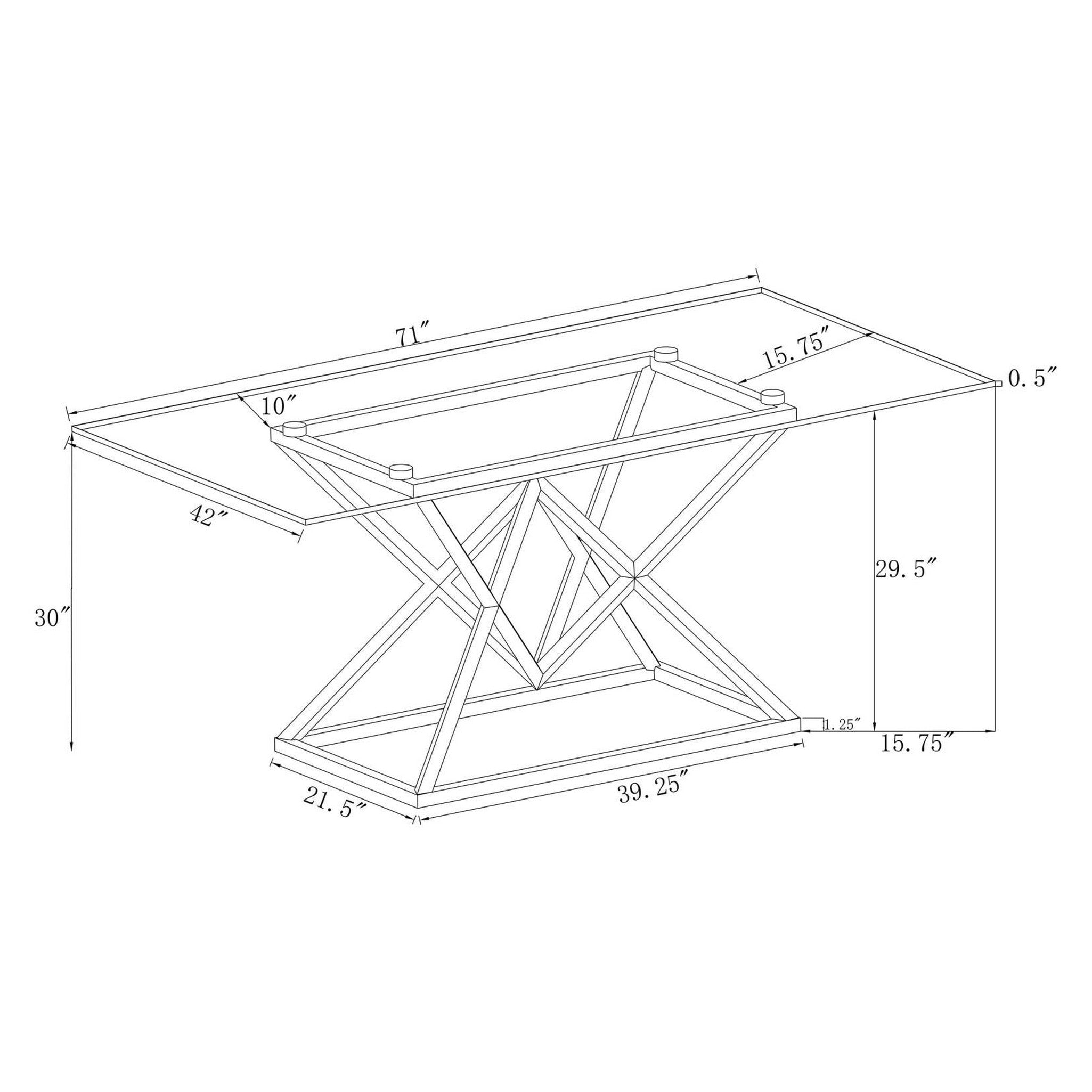 Beaufort Rectangle Glass Top Dining Table Chrome 109451