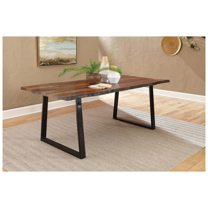 Ditman Live Edge Dining Table Grey Sheesham and Black 110181