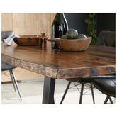 Ditman Live Edge Dining Table Grey Sheesham and Black 110181