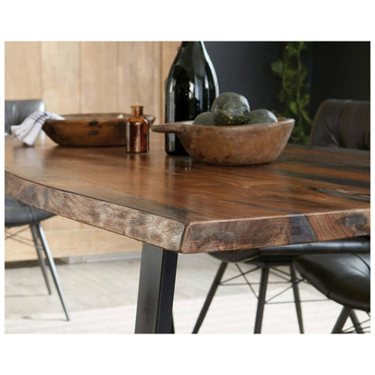 Ditman Live Edge Dining Table Grey Sheesham and Black 110181