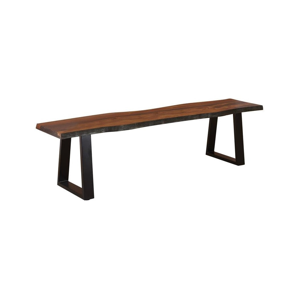 Ditman Live Edge Dining Bench Grey Sheesham and Black 110183