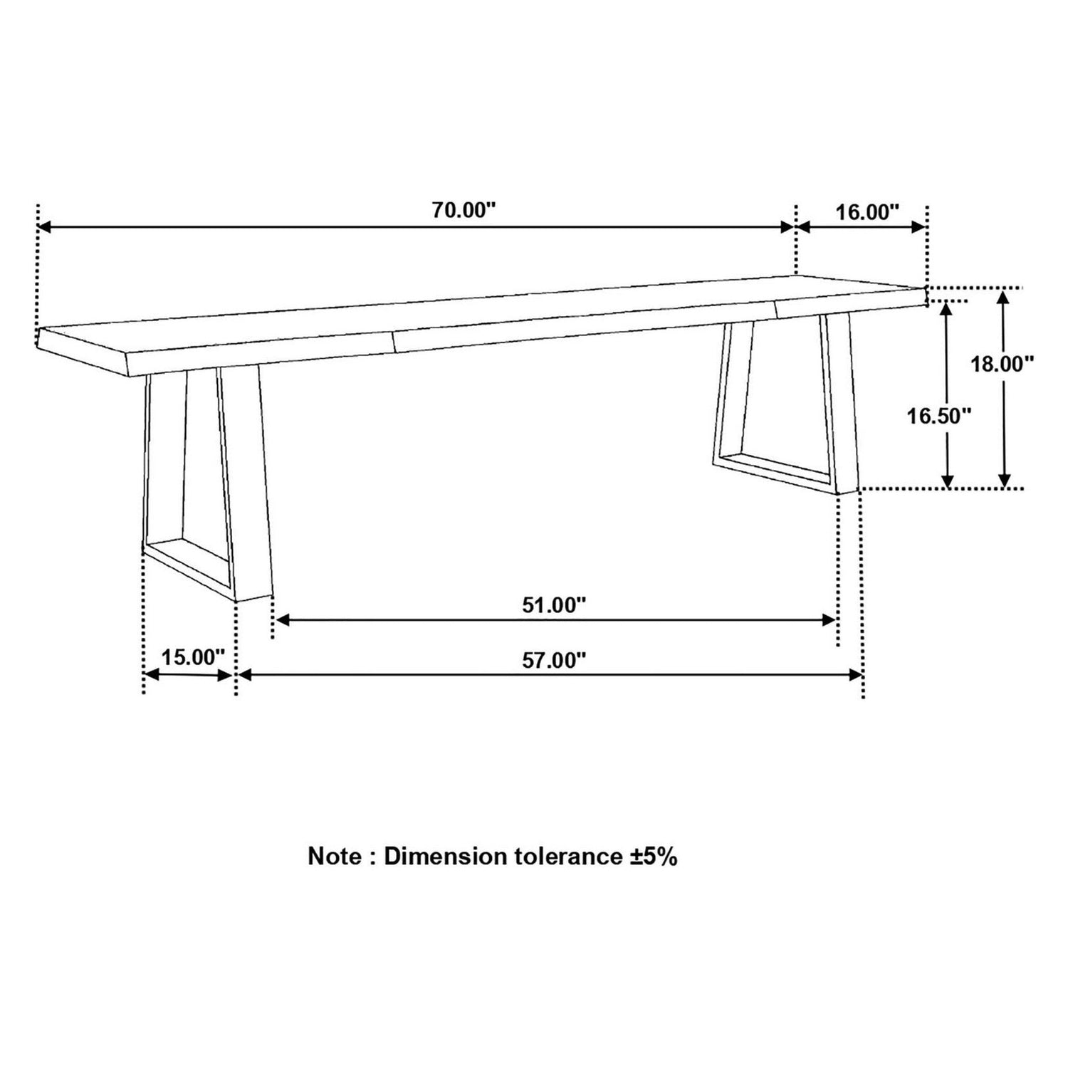 Ditman Live Edge Dining Bench Grey Sheesham and Black 110183