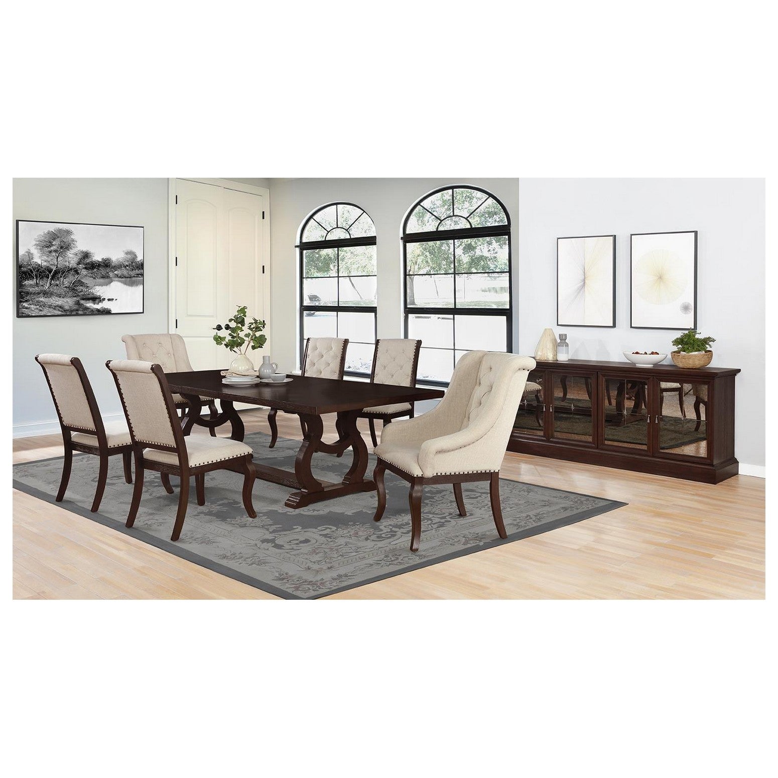 Brockway Cove Trestle Dining Table Antique Java 110311