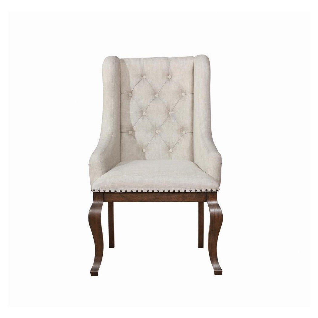 Brockway Cove Tufted Arm Chairs Cream and Antique Java (Set of 2) 110313