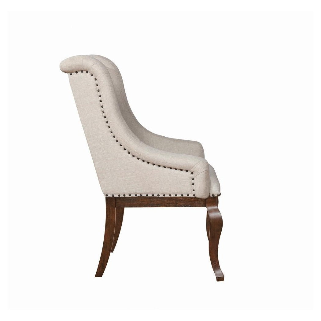 Brockway Cove Tufted Arm Chairs Cream and Antique Java (Set of 2) 110313