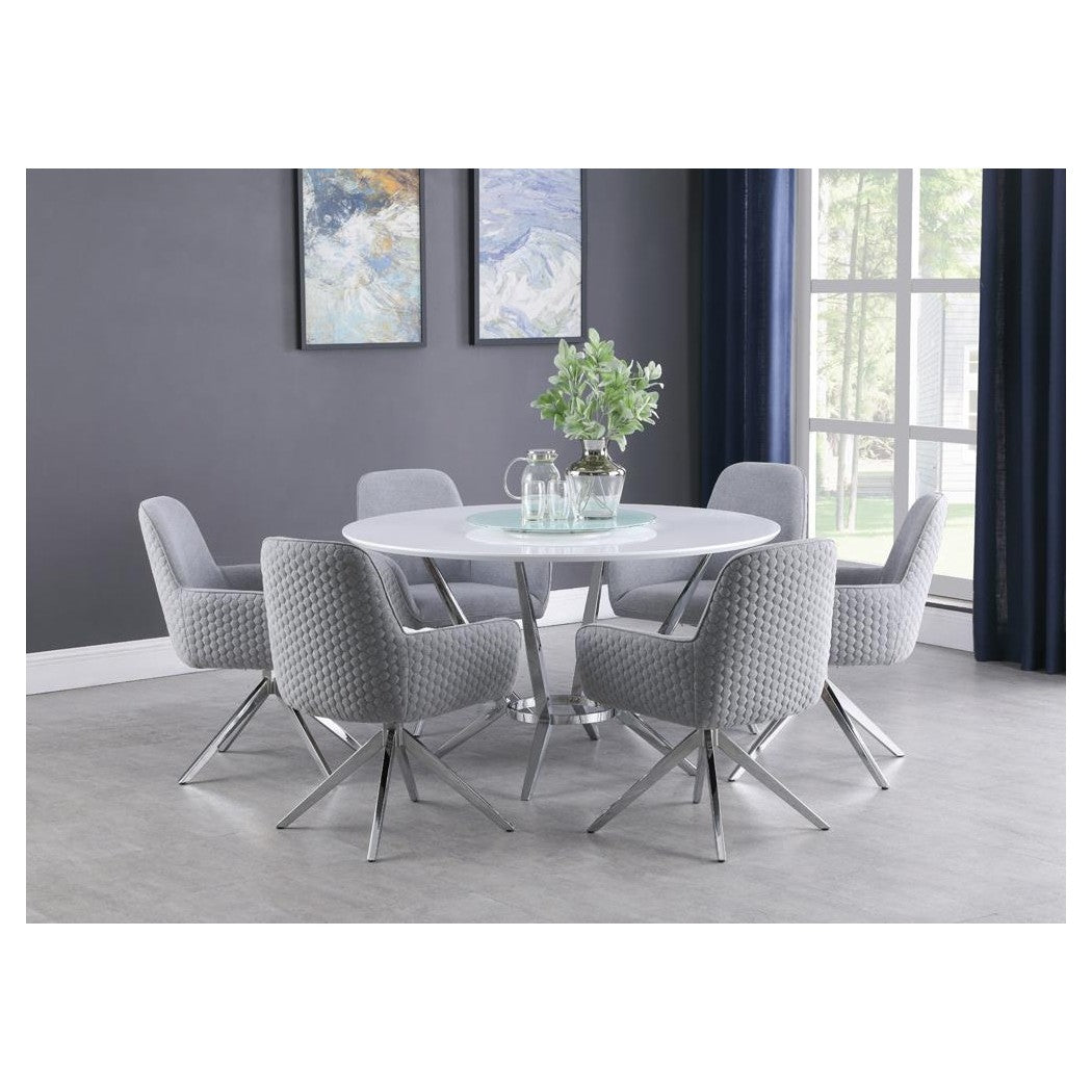 Abby Flare Arm Side Chair Light Grey and Chrome 110322