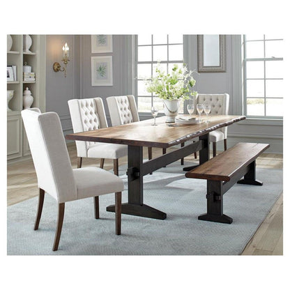 Bexley Live Edge Trestle Dining Table Natural Honey and Espresso 110331