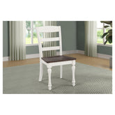 Madelyn Ladder Back Side Chairs Dark Cocoa and Coastal White (Set of 2) 110382