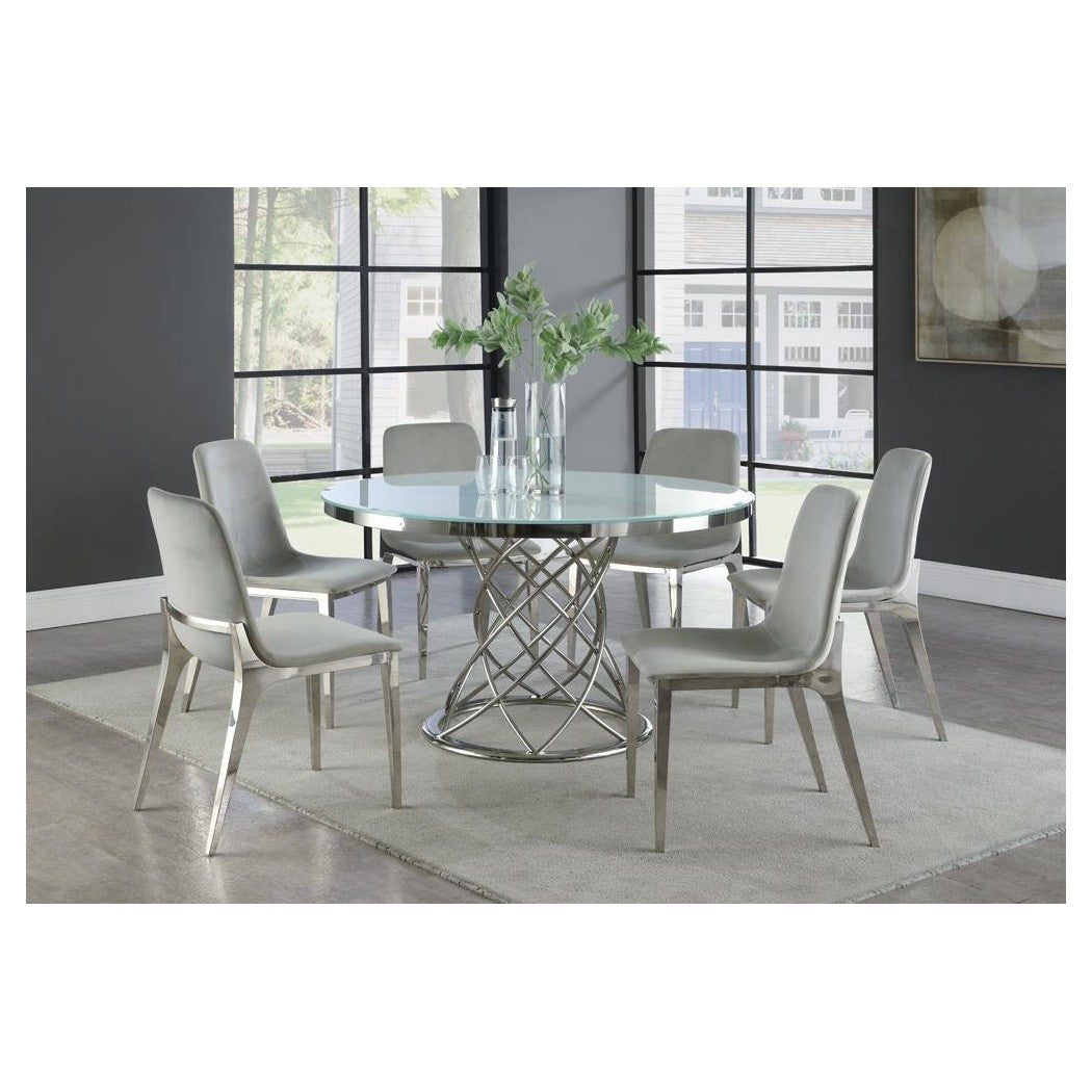 Irene Upholstered Side Chairs Light Grey and Chrome (Set of 4) 110402