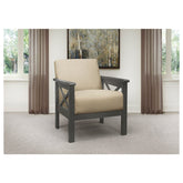 Accent Chair, X Arm, Light Brown 100% Polyester 1105BR-1