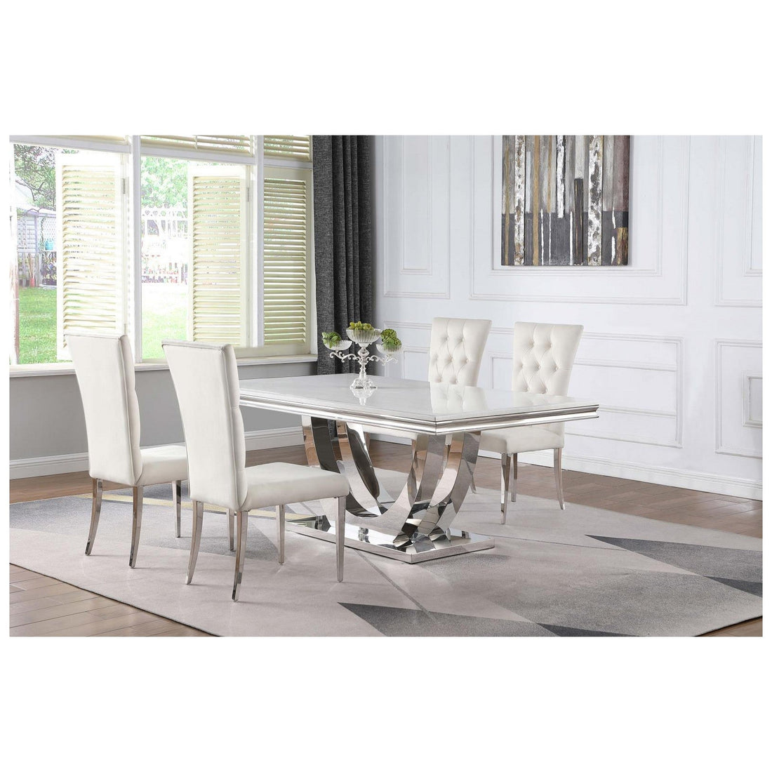 Kerwin 5-piece Dining Room Set White and Chrome 111101-S5W