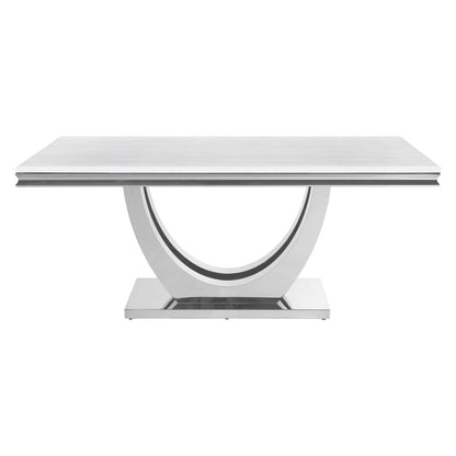 Kerwin Rectangle Faux Marble Top Dining Table White and Chrome 111101