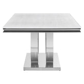 Kerwin Rectangle Faux Marble Top Dining Table White and Chrome 111101