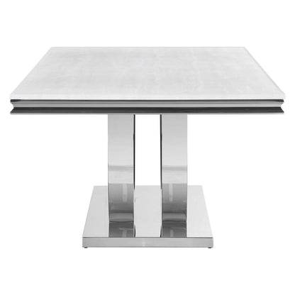 Kerwin Rectangle Faux Marble Top Dining Table White and Chrome 111101