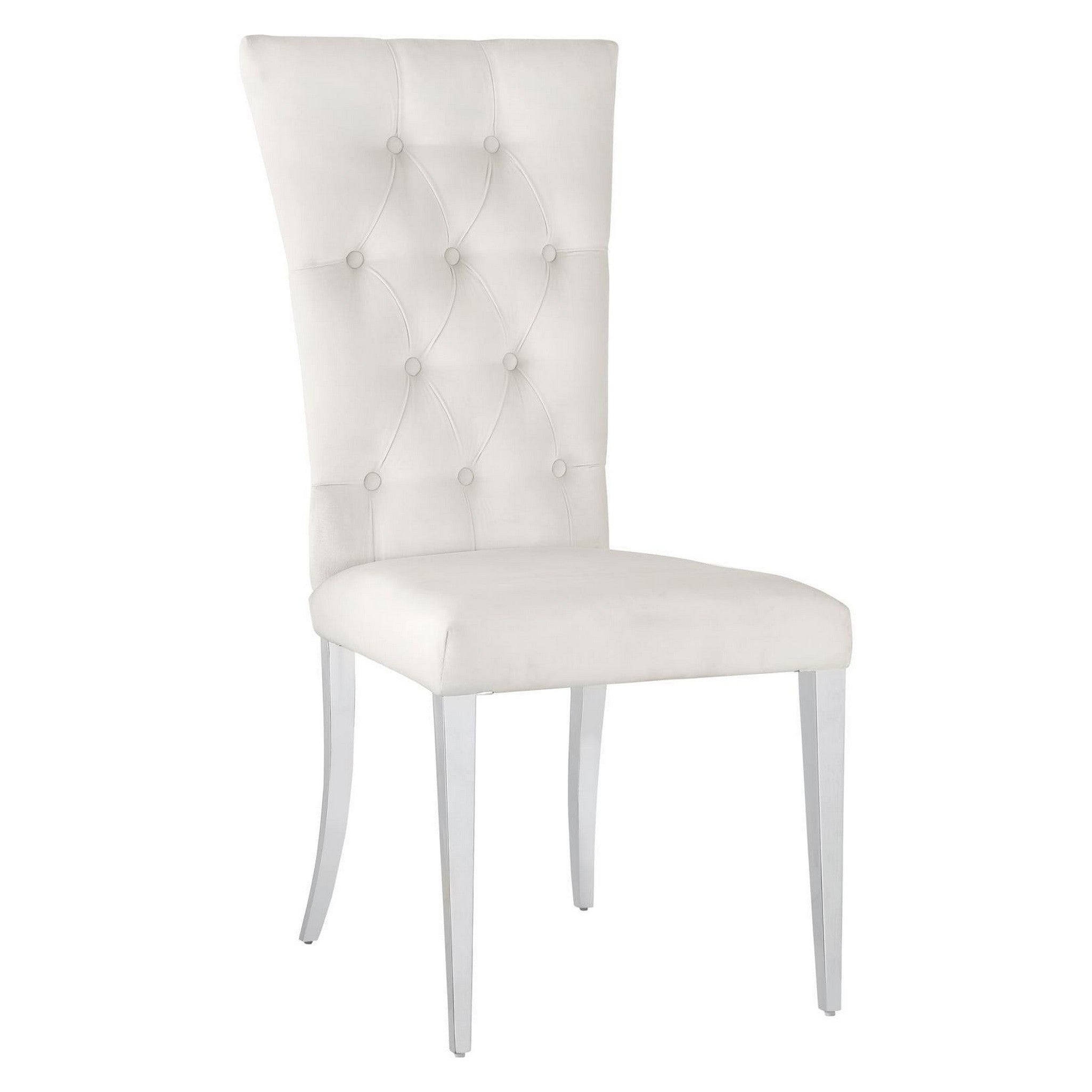 Kerwin Tufted Upholstered Side Chair (Set of 2) White and Chrome 111102