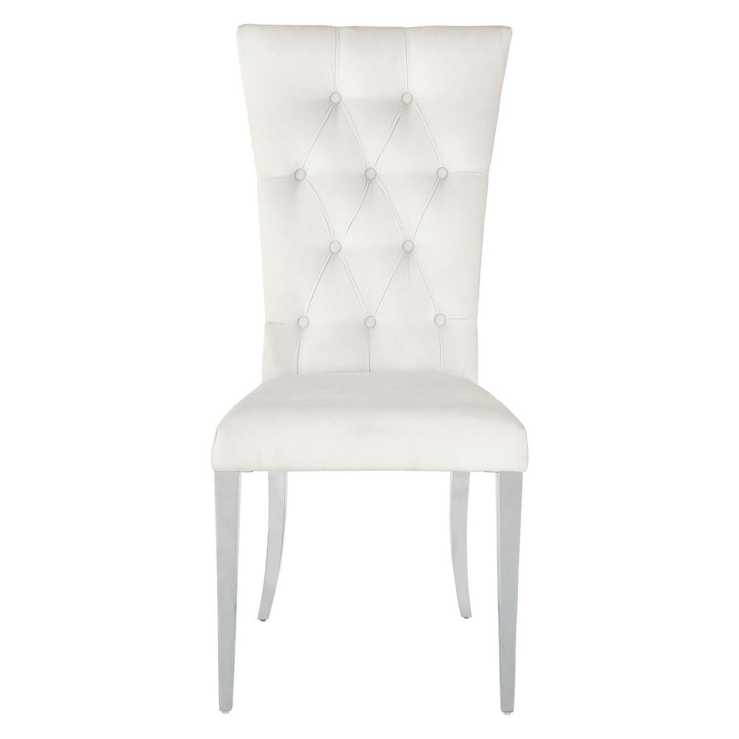 Kerwin Tufted Upholstered Side Chair (Set of 2) White and Chrome 111102