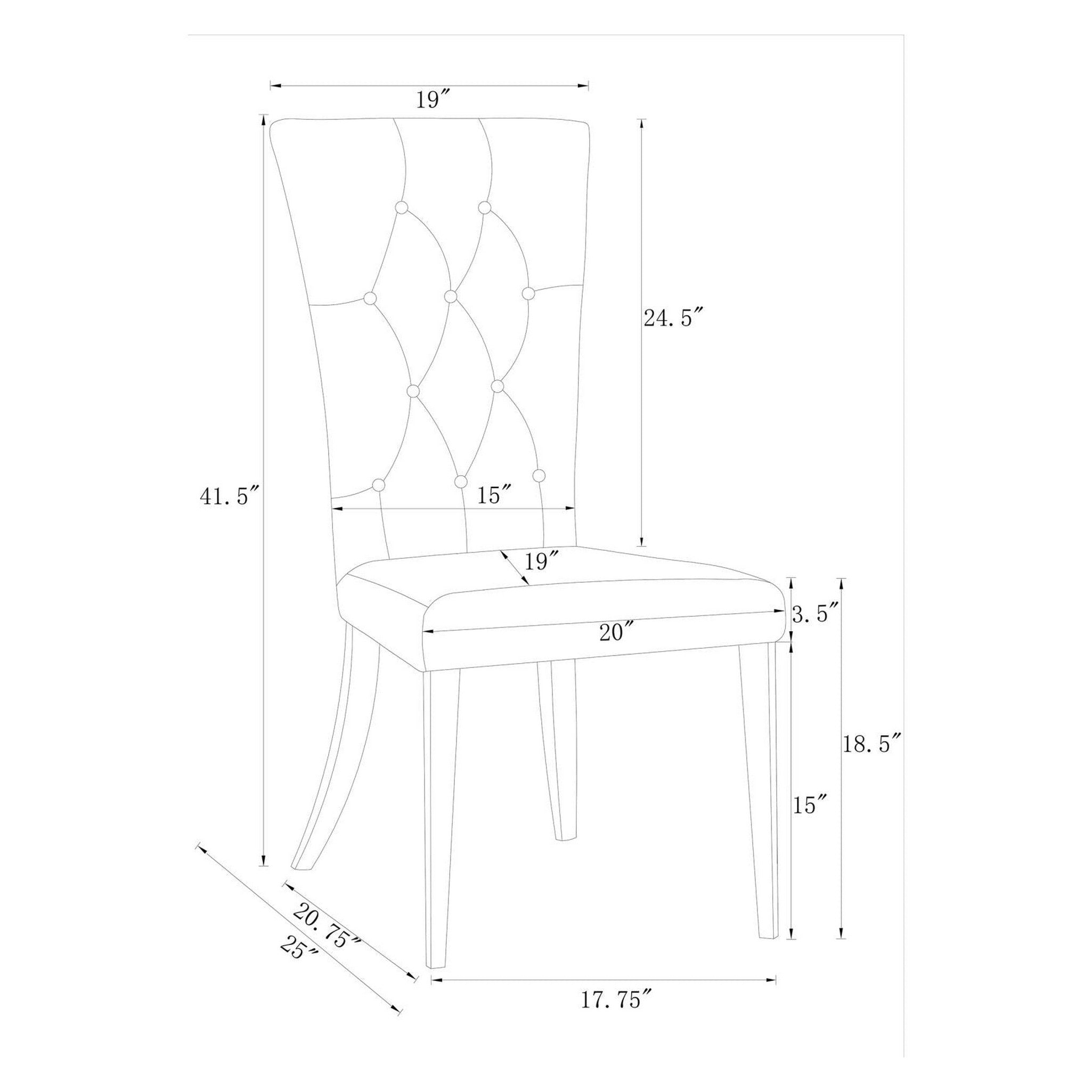 Kerwin Tufted Upholstered Side Chair (Set of 2) White and Chrome 111102