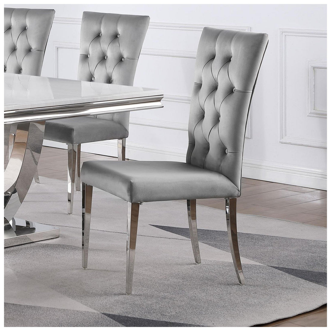 Kerwin Tufted Upholstered Side Chair (Set of 2) Grey and Chrome 111103