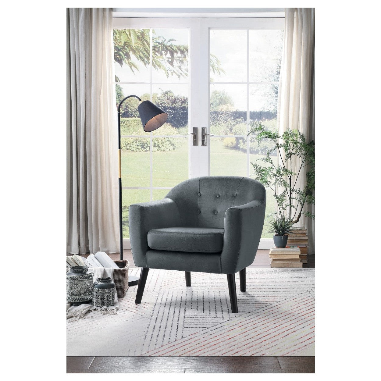 ACCENT CHAIR, GRAY VELVET 1127GY-1