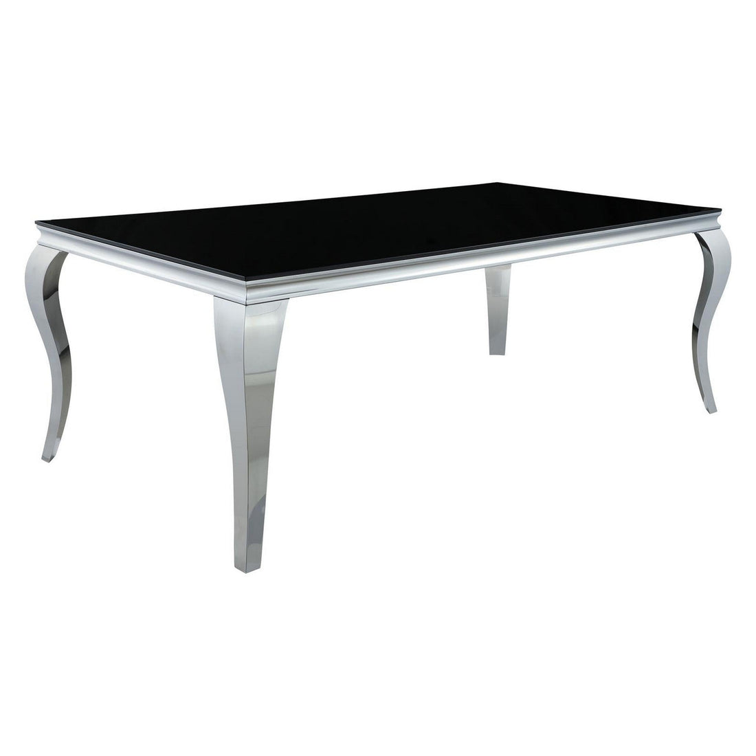 Carone Rectangular Glass Top Dining Table Black and Chrome 115071