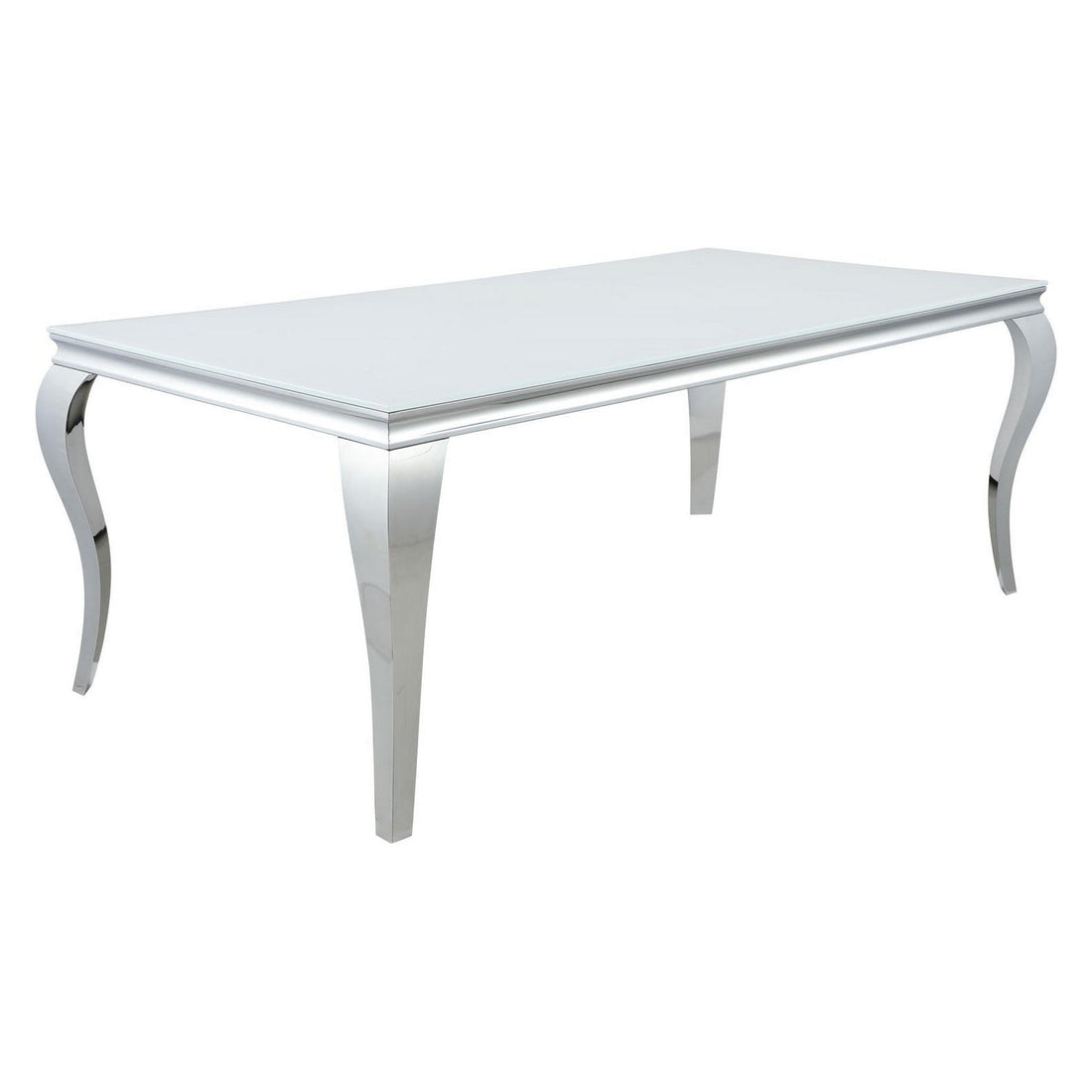 Carone Rectangular Glass Top Dining Table White and Chrome 115081