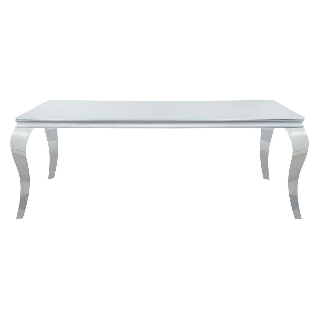 Carone Rectangular Glass Top Dining Table White and Chrome 115081