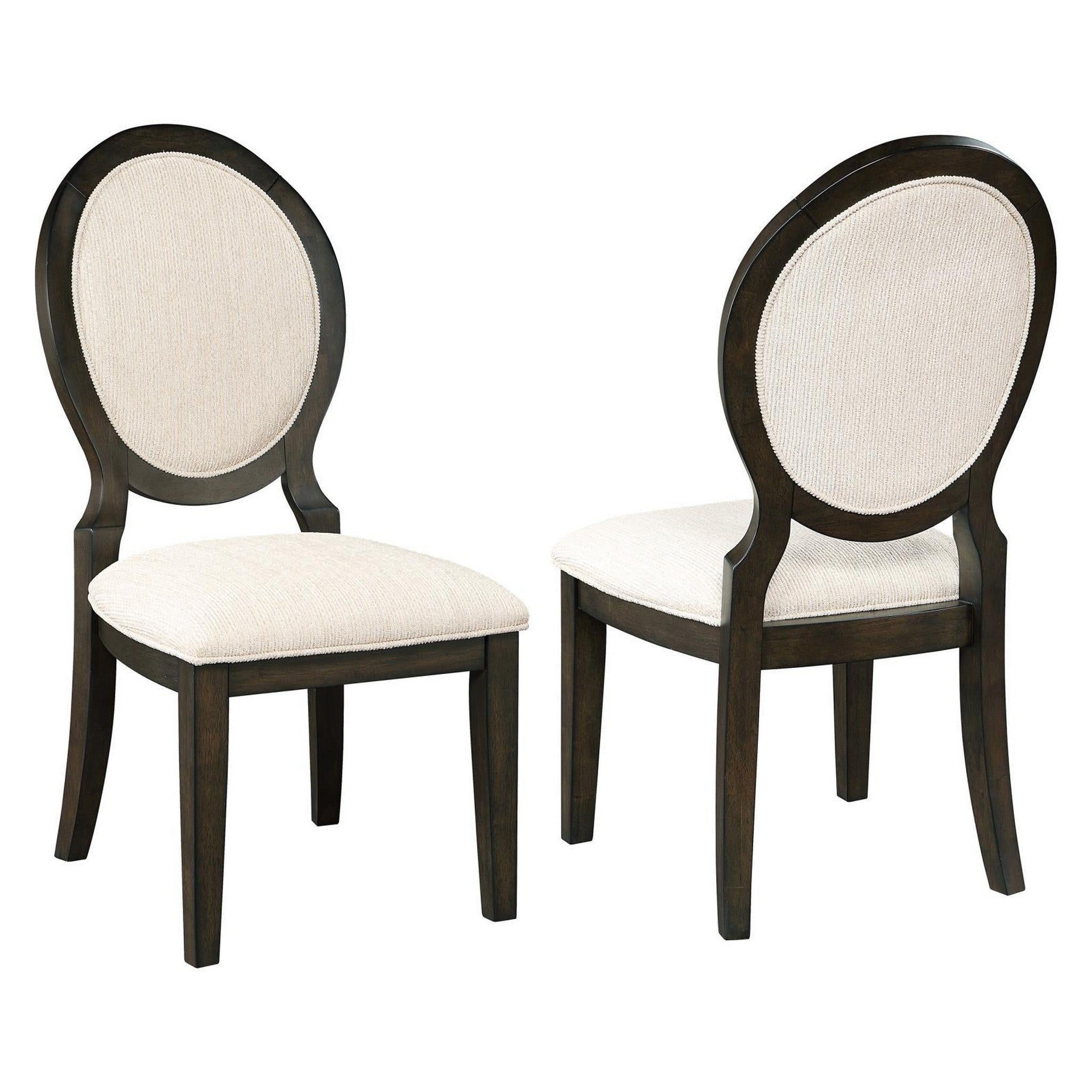 Twyla Upholstered Dining Chairs with Oval Back (Set of 2) Cream and Dark Cocoa 115102