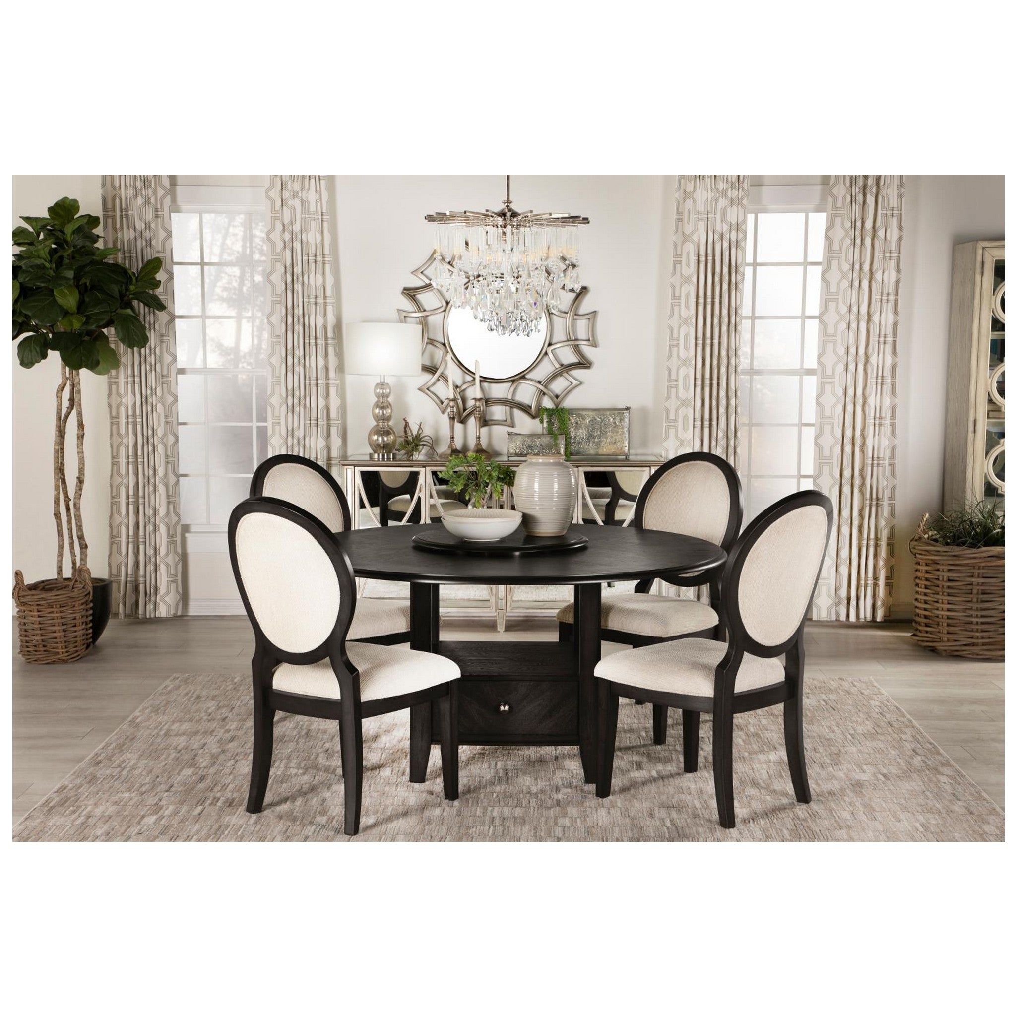 Oval back upholstered online dining chair