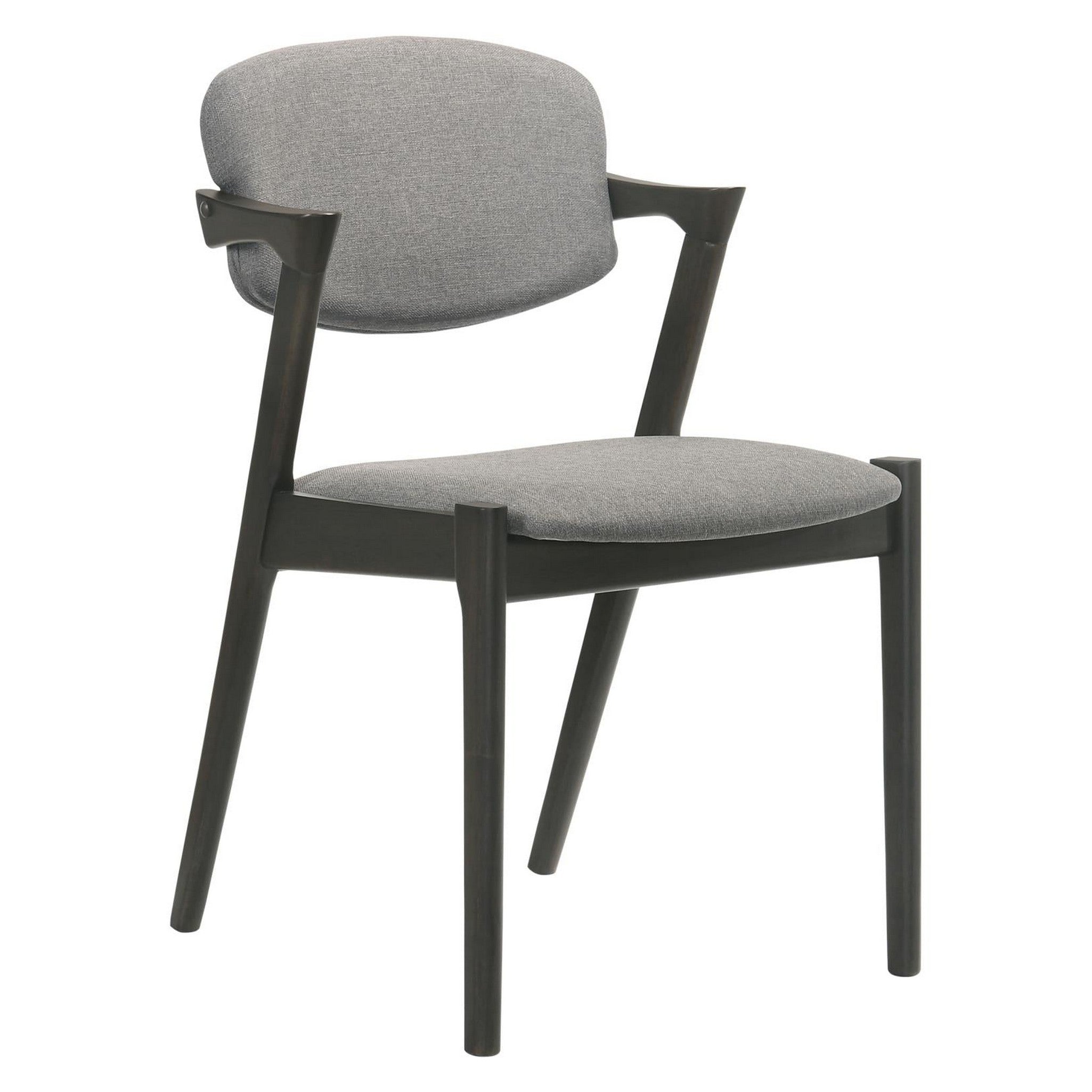 Stevie Upholstered Side Chairs (Set of 2) with Demi Arm Brown Grey and Black 115112