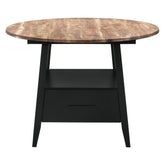 Gibson 1-drawer Round Counter Height Table Yukon Oak and Black 115158