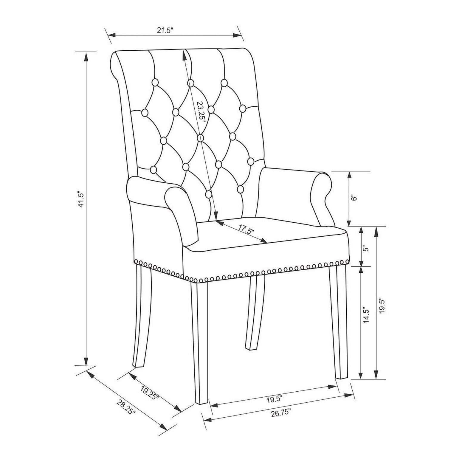 Alana Upholstered Tufted Arm Chair with Nailhead Trim 115163