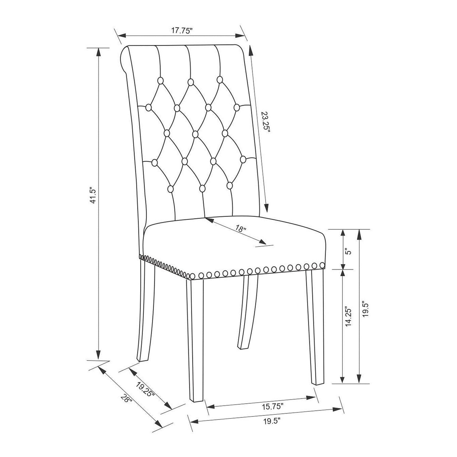 Alana Upholstered Tufted Side Chairs with Nailhead Trim (Set of 2) 115182