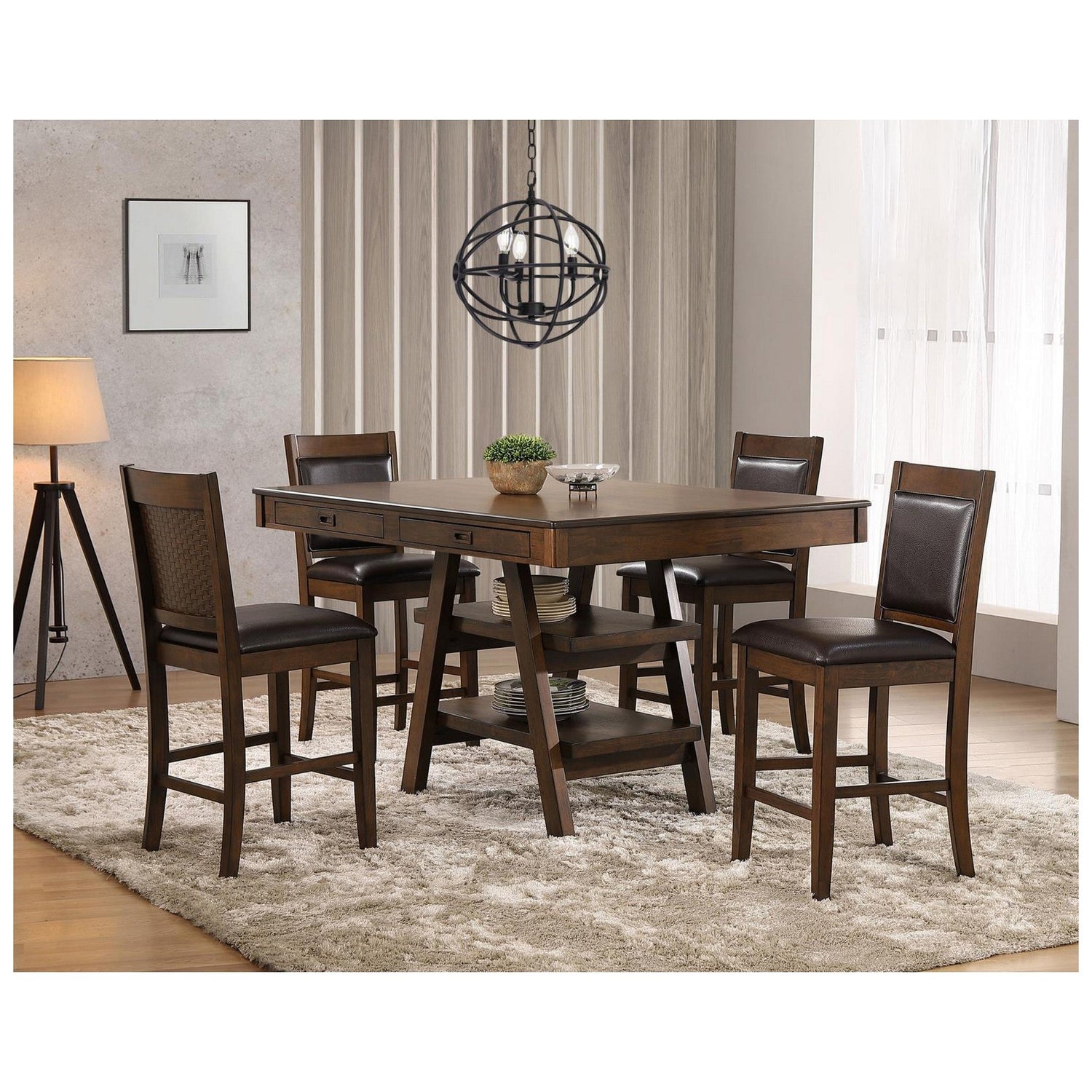 Dewey 5-piece Rectangular Dining Set Brown and Walnut 115208-S5