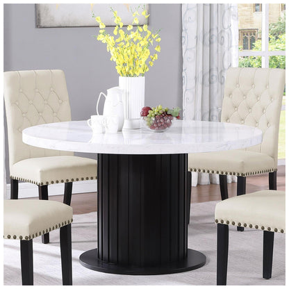 Sherry Round Dining Table Rustic Espresso and White 115490