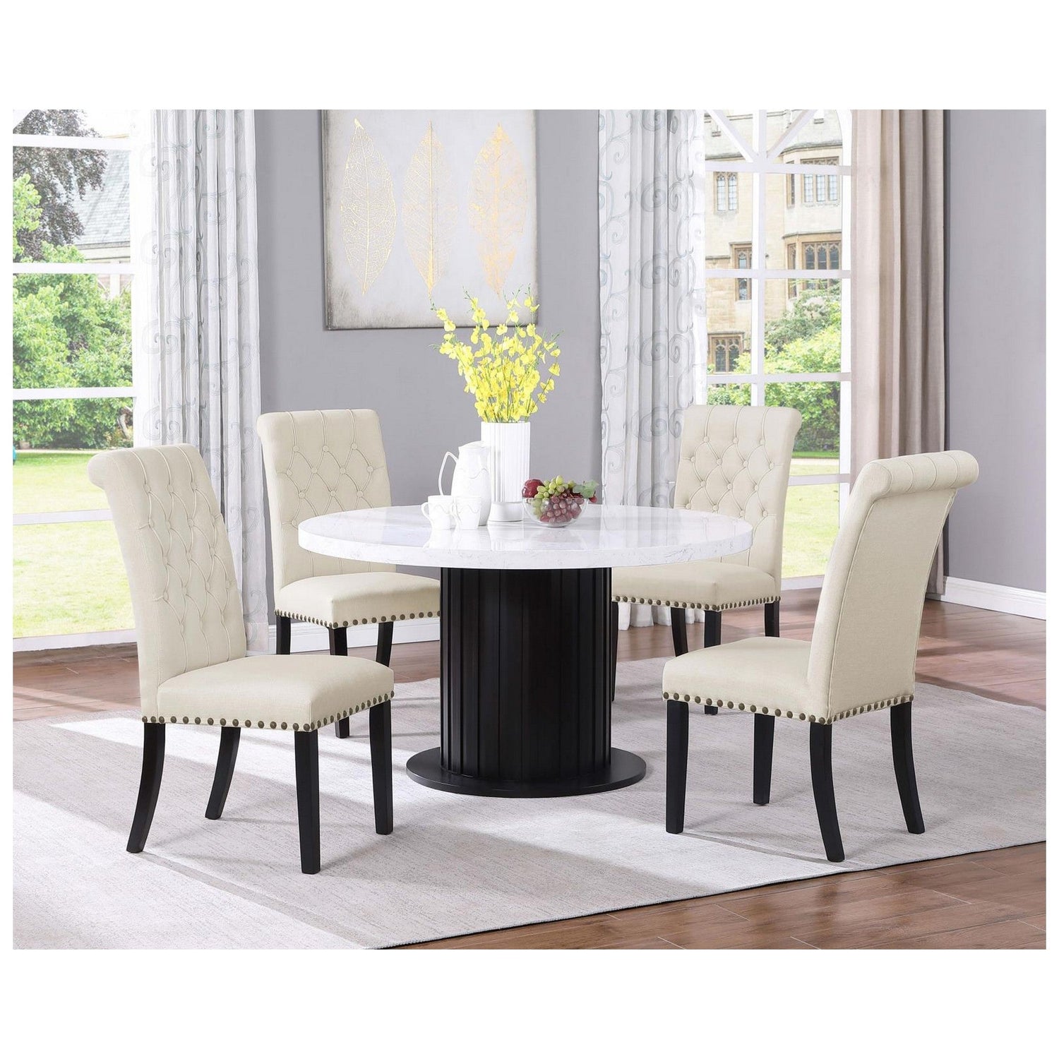 Sherry Round Dining Table Rustic Espresso and White 115490