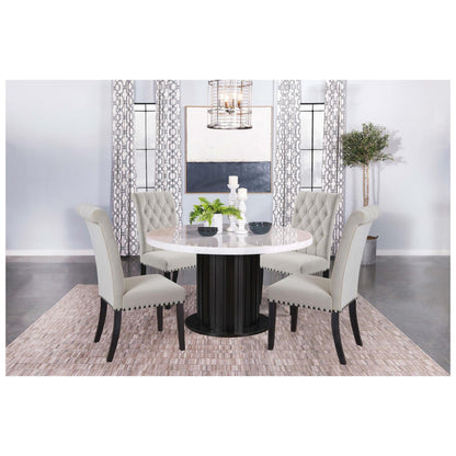 Sherry Round Dining Table Rustic Espresso and White 115490