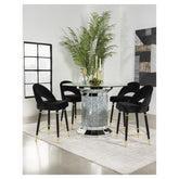 Ellie 5-piece Pedestal Counter Height Dining Room Set Mirror and Black 115558-S5