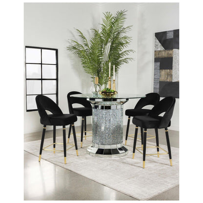 Ellie 5-piece Pedestal Counter Height Dining Room Set Mirror and Black 115558-S5