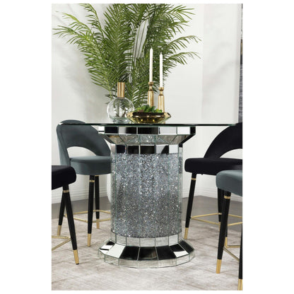 Ellie Pedestal Round Glass Top Counter Height Table Mirror 115558