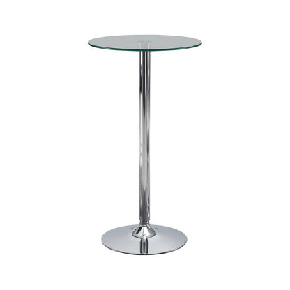 Abiline Glass Top Round Bar Table Chrome 120341