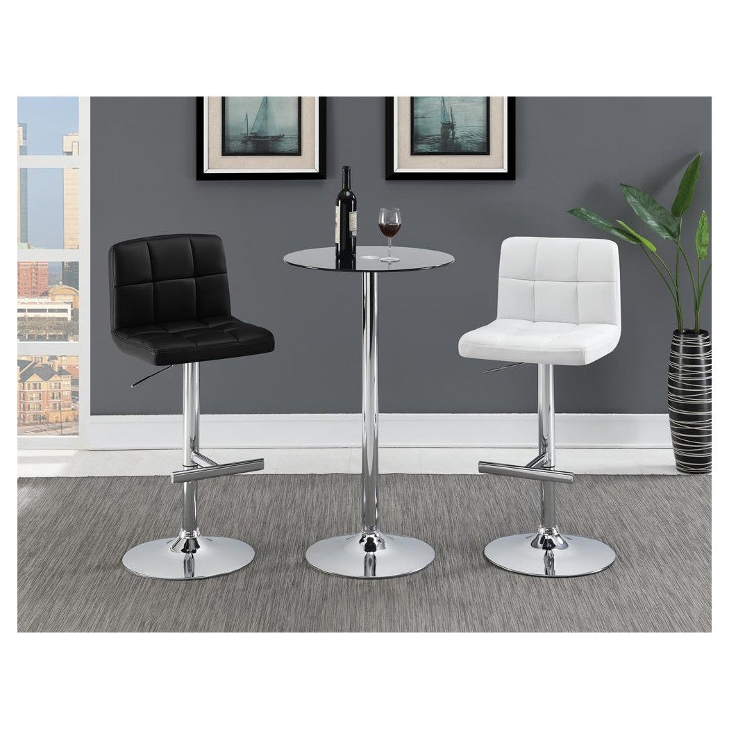 Lenny Adjustable Height Bar Stools Chrome and White (Set of 2) 120356