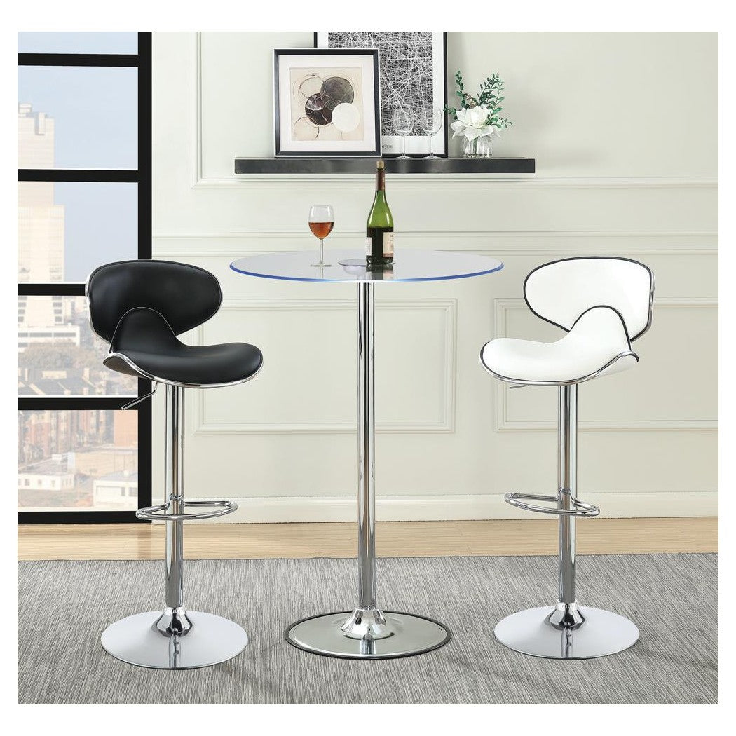 Edenton Upholstered Adjustable Height Bar Stools Black and Chrome (Set of 2) 120359